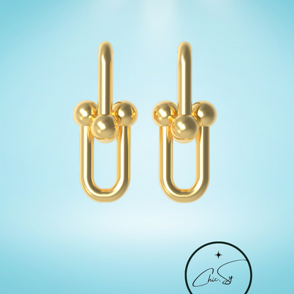 Gold Lock Earings